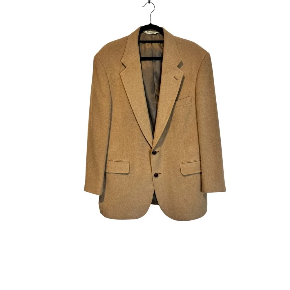 Evan-Picone Mens Camel Tan Wool Blazer Sport Coat‎ 42 Reg Two Button Single Vent